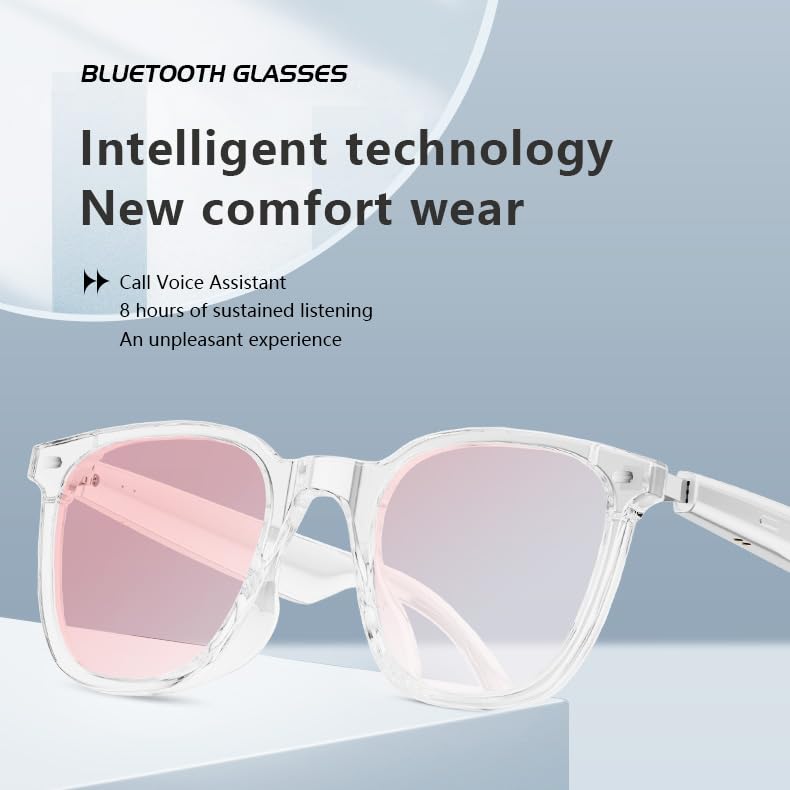 Smart Bluetooth Audio Sunglasses, Open Ear Wireless Headphones & Polarized Tinted Glasses in Pink, Anti-Glare Fashion Eyewear for Driving, Cycling, Music Festivals, Men & Women (Pink)
