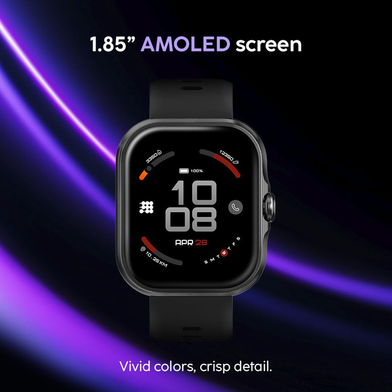 Cubitt Viva Lite Smartwatch, 1.85” AMOLED, Built-in GPS, Bluetooth Calls, VITA AI Assistant, Route Navigation, Compass, 100+ Sports Modes, 3ATM Water Resistant, Offline Music — Obsidian Black