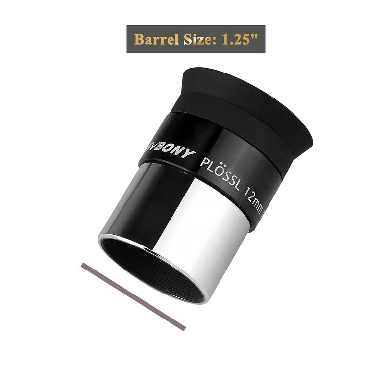 SVBONY SV131 Plossl Eyepiece, Telescope Eyepiece 12mm 1.25 Inch with 48 Degree Wide Field of View, HD Fully Multi-Coated Eyepieces for Observing Planet Lunar Surface