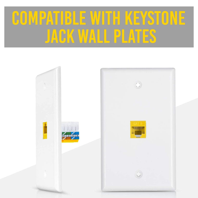 GTZ Bundle – 2 Items: RJ45 Cat6 Pass Through Connectors, Pack of 100 + RJ45 Cat6 / 5e Keystone Jacks, 20 Pack - Yellow