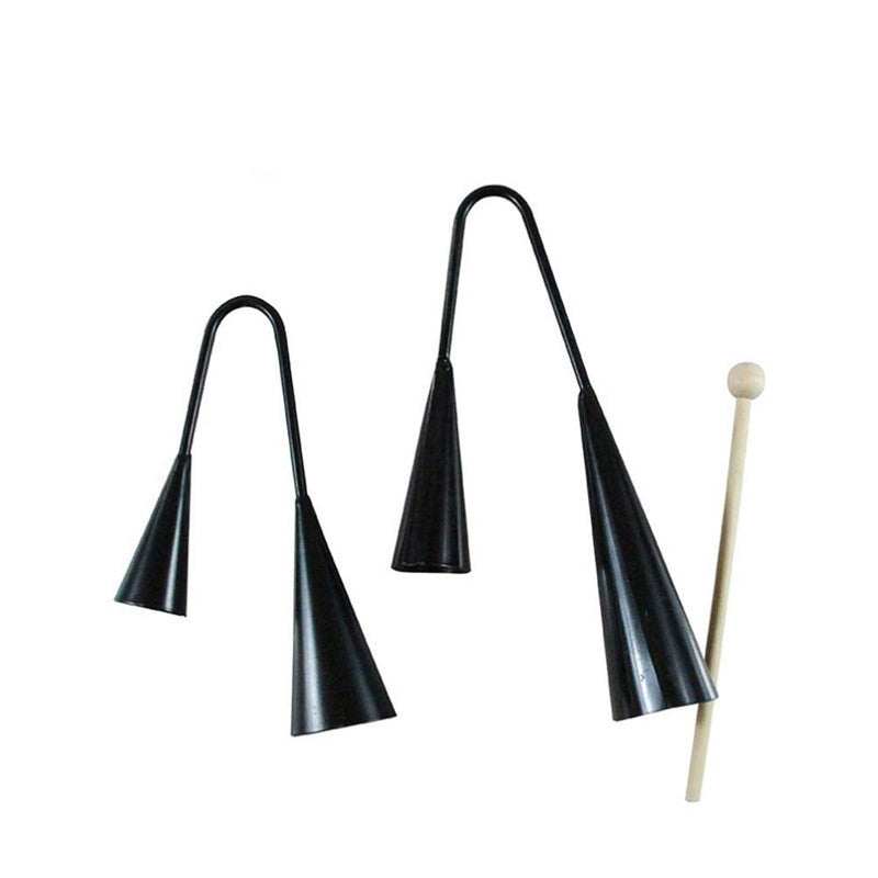 Agogo Bell Two Tone Traditional Samba Percussion Instrument with Wooden Stick for