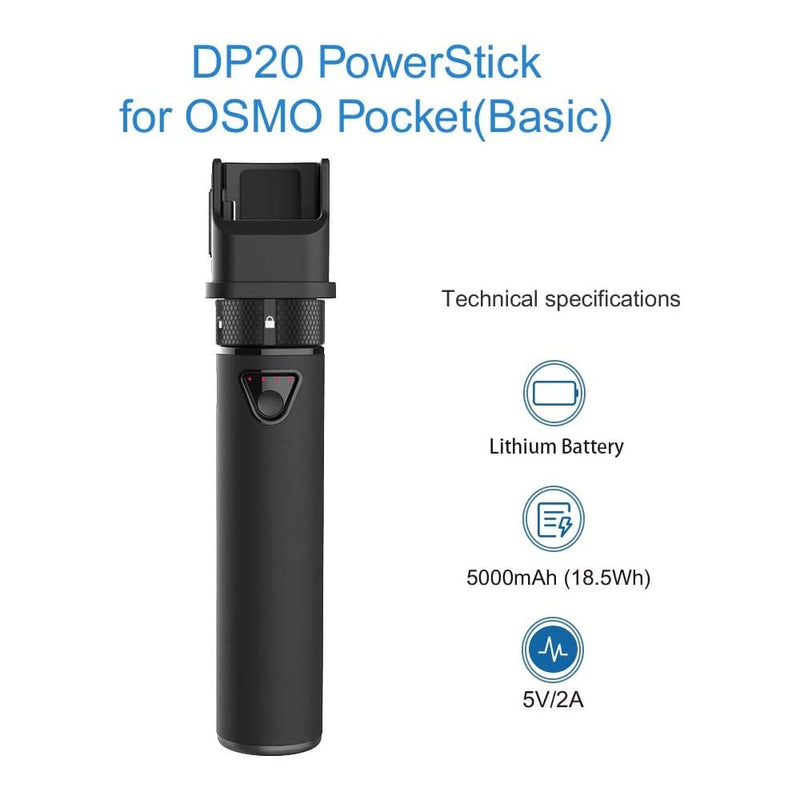 [AUSTRALIA] - Smatree Portable Osmo Pocket 2 Battery Grip,Power Stick,5000mAh Extension Rod Power Bank Compatible with DJI Osmo Pocket 2 & DJI Osmo Pocket 1 (Not fit with Pocket 3!) 