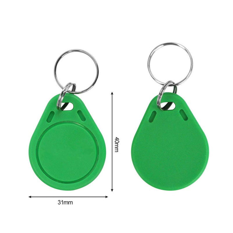(Pack of 100) Waterproof ABS 13.56MHz ISO14443A MF Classic 1K NFC RFID Token,RFID Keyfob,RFID Tag (Green)
