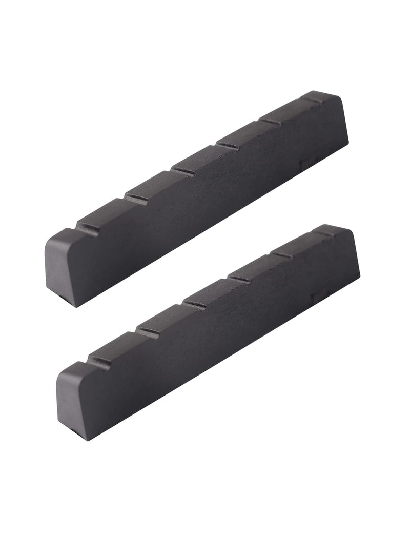 [AUSTRALIA] - Metallor 6 String Graphite Guitar Nut Pre-Slotted Top Nut Compatible with Les Paul LP SG Style Electric Guitar or Acoustic Guitar Black 43 x 9 x 6mm Set of 2pcs. 
