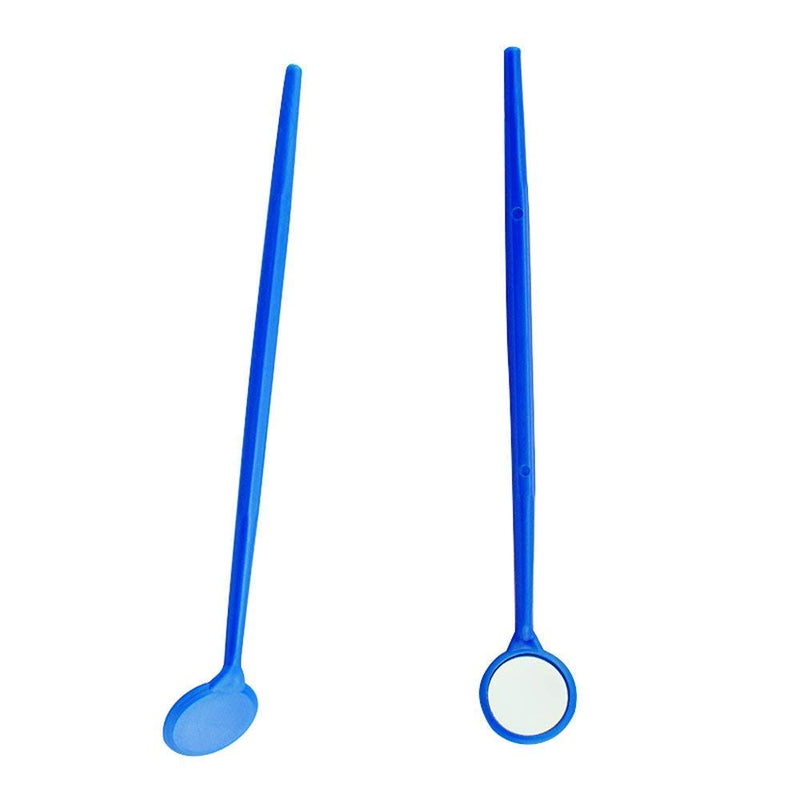 MIKE Plastic Dental Examination Mirrors 100pcs (Blue)