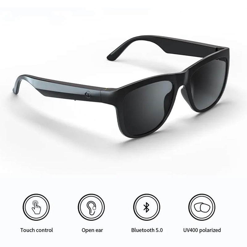 GS01 Smart Bluetooth Sunglasses, Audio Sunglasses with Speaker,Polarized lens, Touch Control, Open Ear Music and Hands-Free (Black+ Red)