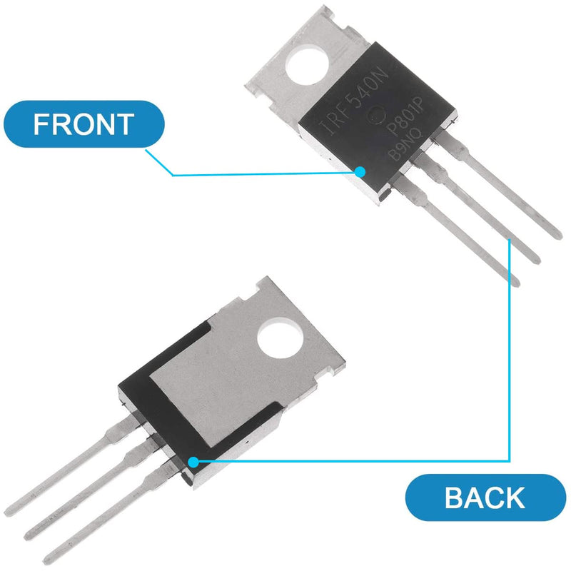 Youmile 20pcs IRF540 IRF540N Mosfet Transistor 33A 100V N-Channel Power MOSFET TO-220 with Heatsink Screw Disc Rubber Silicone Screwdriver for DIY and DIY