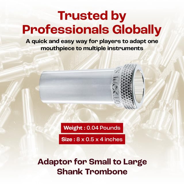 Denis Wick Mouthpiece Adaptor for Trombone, Silver-Plated, 4909 - Perfect for Brass Players Seeking Tone Consistency Across Instrument - Ideal for Doublers, Educators, and Touring Musicians Silver-Trumpet