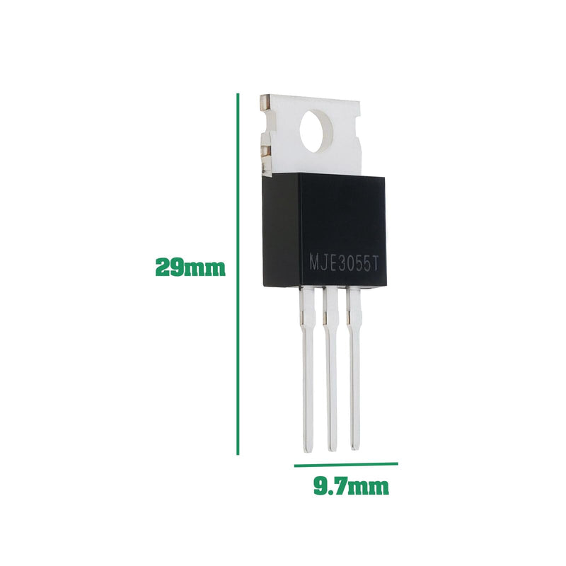 VGOL MJE3055T NPN Transistor TO-220 10A 60V 75W 29 x 9.7mm for Power Circuit and General Purpose Amplifier NPN Semiconductor Switch Black Pack of 20