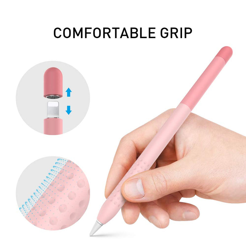 Delidigi Pencil Case Compatible with Apple Pencil 1st Generation Case, Gradient Color Silicone Protective Case Sleeve Cover Accessories for Apple Pencil 1st Gen Gradient Pink