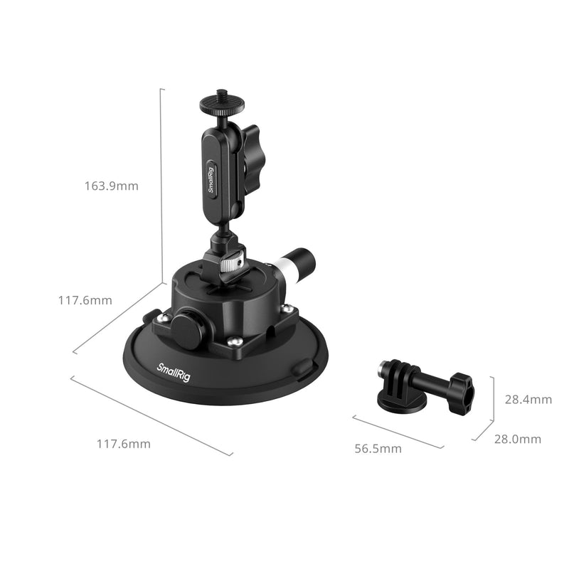[AUSTRALIA] - SMALLRIG 4.5" Suction Cup Mount with Ball Head Magic Arm, Camera Mount for DJI Osmo Action 5 Pro/4, for Insta360 x5, for Gopro 13/12,on Car Windshield or Window, Compatible with Action Cameras-5855 4.5" 