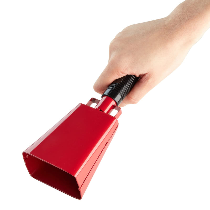 BLUE PANDA 2 Pack 9-inch Cowbells for Sporting Events, Percussion Noise Makers with Handle for Football Games, Stadiums (Red)