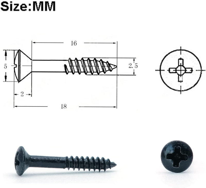 Guitar Humbucker Pickup Ring Mounting Screws Pickup Frame Surround Screws Compatible with Epiphone Les Paul Stratocaster SG Guitar (Black 50 Pack) Black 50 Pack