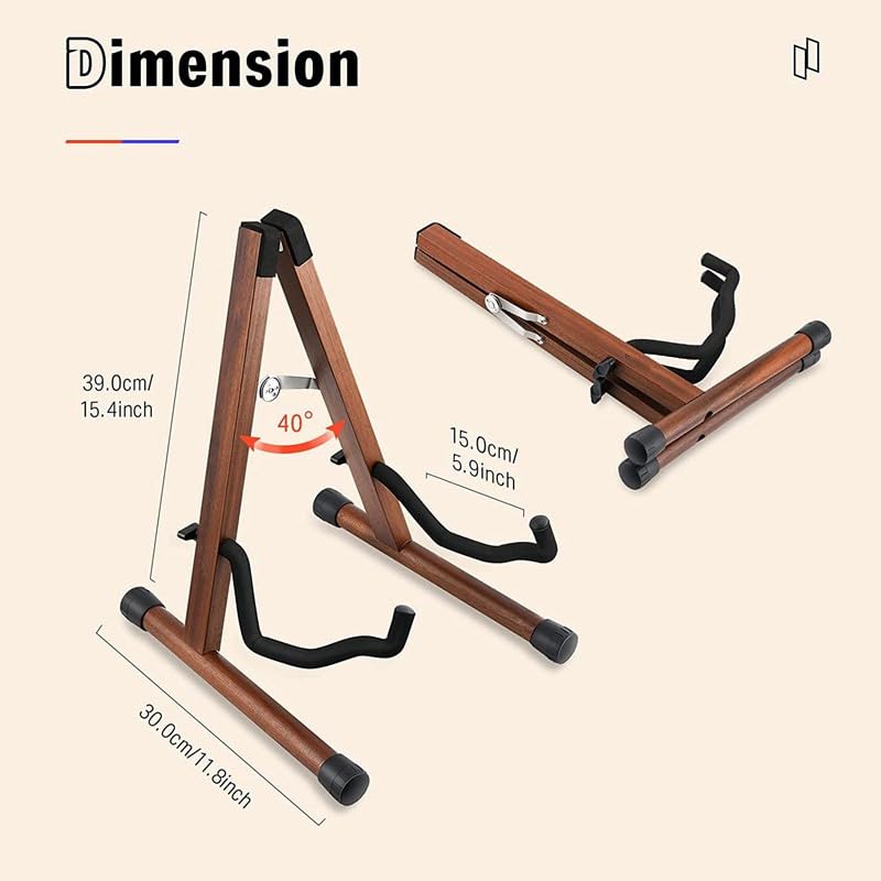 Guitar Stand, Guitar Stand Wooden Frame Folding Design, Universal Foam Padded Display for Electric Bass Classical Ukulele