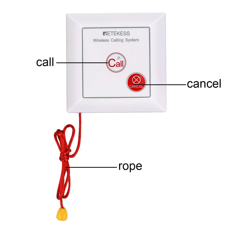 [AUSTRALIA] - Retekess TH103 Caregiver Pager System,Wireless Strobe Siren,3-Level Volume Control,Pull Rope Waterproof Call Button for Home Safety,Seniors,Elderly 1 Call Button and 1 Receiver 