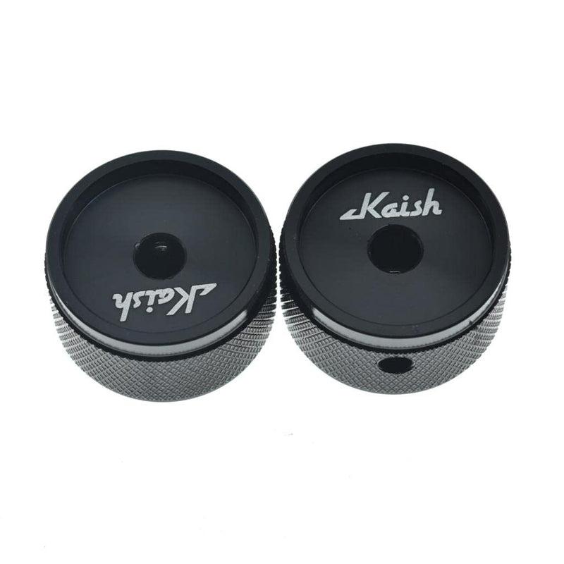 KAISH 2-Pack 1-3/16"(30mm) Diam. Aluminium Potentiometer Knobs 1/4" Universal Metal Pot Knobs with Indicator and Set Screw for AMP Amplifier/Power Amplifier/Preamps Black with Knurl Design