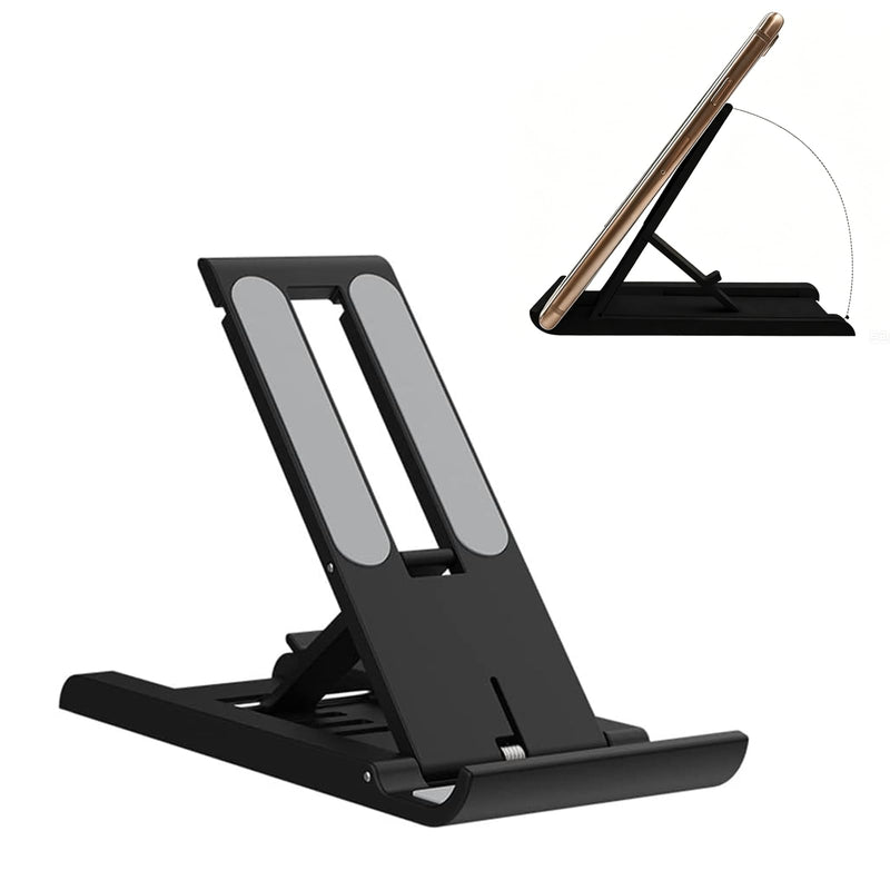 Foldable Adjustable Cell Phone Stand Holder for Desk Desktop Holder Compatible with Most Smartphones and Tablets Black