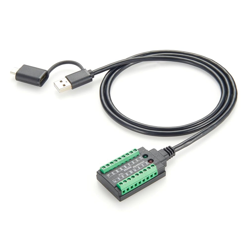 4 In 1 FTDI USB to RS232 RS485 RS422 TTL 3.3V 5V Serial Adapter Cable with FT232RL Chip Dual Port USB-A & USB-C to COM Port Converter with Terminal Block for Modem, Scanner, Windows, MacOS (1M/3.3FT)
