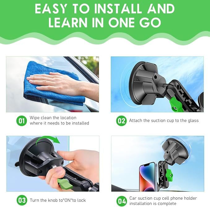 Vacuum Magnetic Car Phone Mount 360degrees Adjustable Phone Holder with 90mm Ultra Strong Suction Cup 10KG Load Bearing 17 Ball Head Aluminum Alloy Phone Mount for Car Windshield smartphones Android