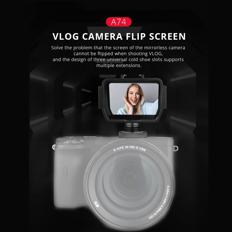 Plastic Camera Selfie Vlog Flip Up Mirror Screen 3 Cold Shoe Mounts Compatible with Sony A6500/6300 Compatible with Fuji XT2/3/20/30