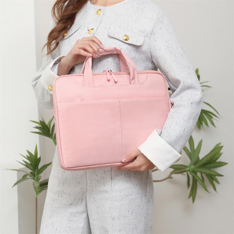 Laptop Bag Shockproof Protective Laptop Case Lightweight Computer Sleeve | Laptop Carrying Case with Front Pocket 12in 13.3in 14in 15in 15.6in 16.1in Computer Bag Waterproof for Men Women Pink 1