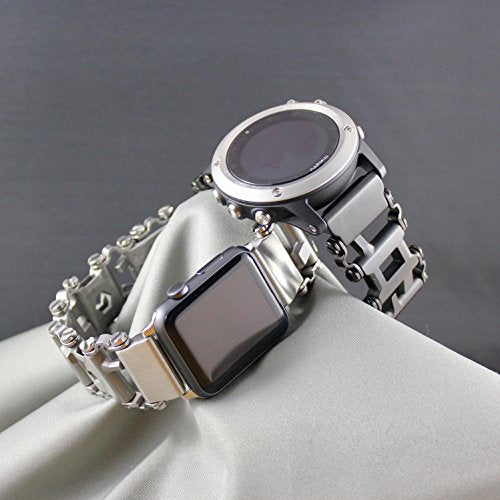 Link- watch adapter compatible with LEATHERMAN TREAD LT - Black (compatible with Apple watch 44mm/ 42mm, Black, TREAD LT)