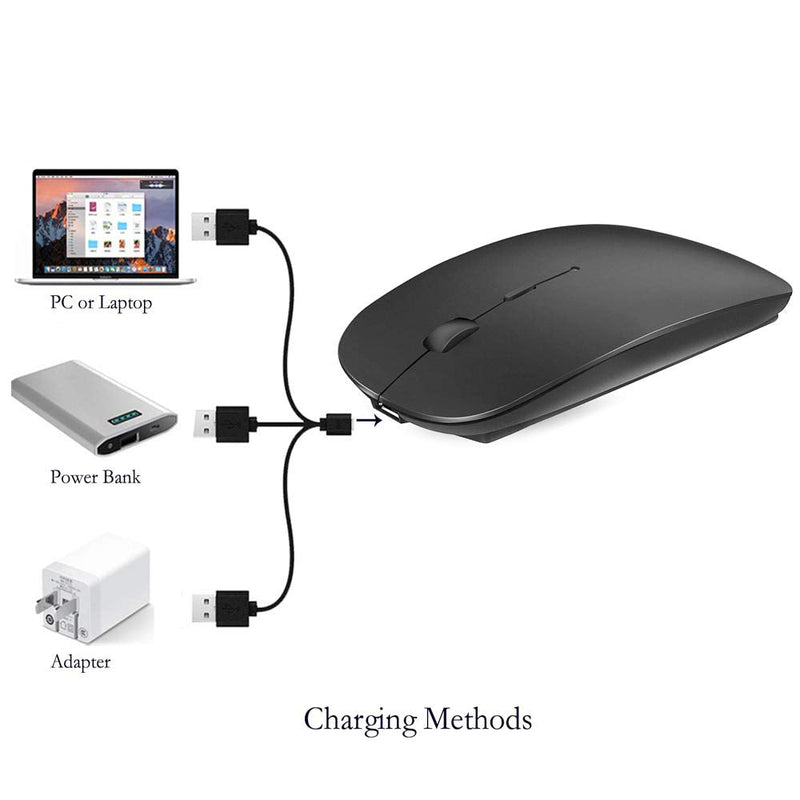 Rechargeable Bluetooth Mouse for MacBook pro/MacBook air/Laptop/iPad/iMac/pc, Wireless Mouse for MacBook pro MacBook Air/iMac/Laptop/Notebook/pc(Bluetooth Mouse/Black) Bluetooth Mouse/Black
