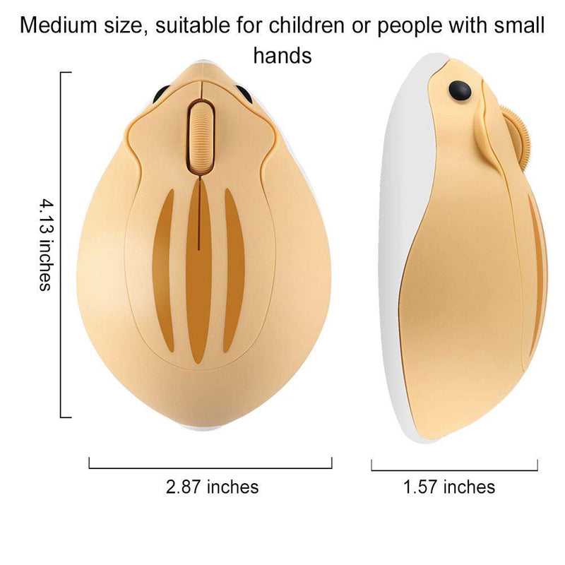 CHUYI Animal Wireless Mouse Cute Hamster Mouse Small Optical Portable Cordless Mice for Travel School for Computer Laptop PC for Kids (Yellow) Yellow