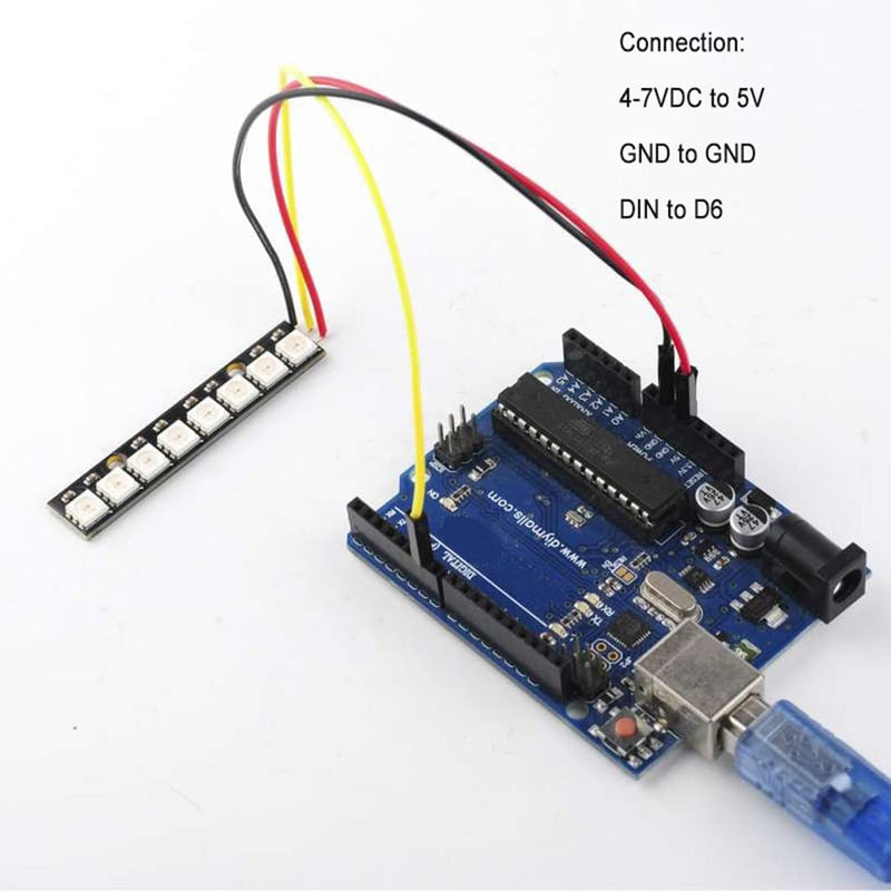 10PCS WS2812 RGB LED Stick Ring 8 X 5050 WS2812B 8 Bits Individual addressable LED Lamp Light with Integrated Drivers for Arduino Raspberry Pi Mirco:bit ESP32 for Decorative Lighting