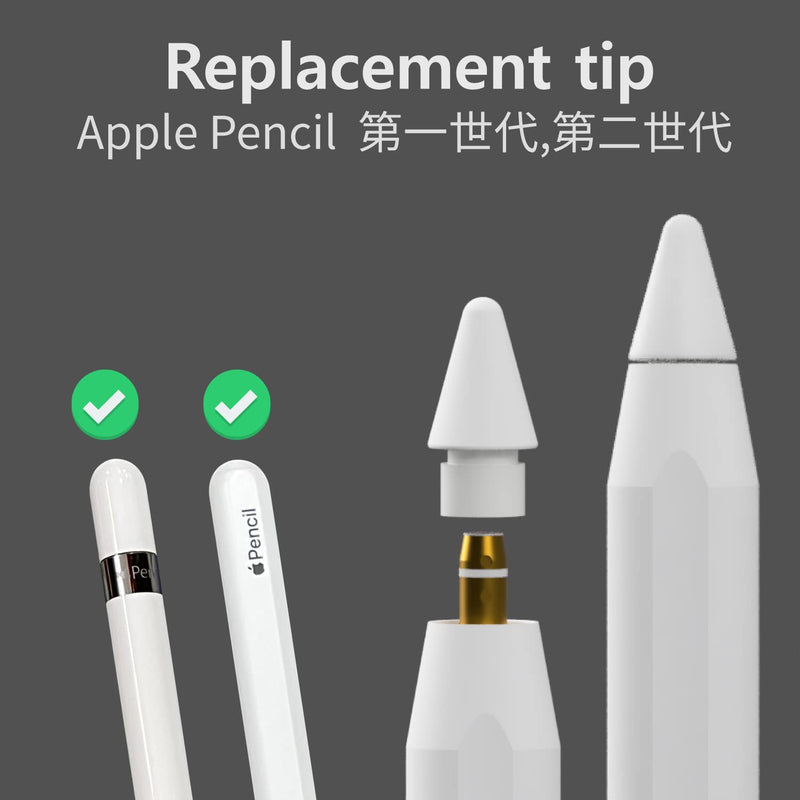 IFELI Low-Friction All-in-One Silicone Tip Replacement for Apple Pencil (4pcs 1set) | Silicone Pen Nibs for iPad Pencil | (4pcs White) 4pcs White