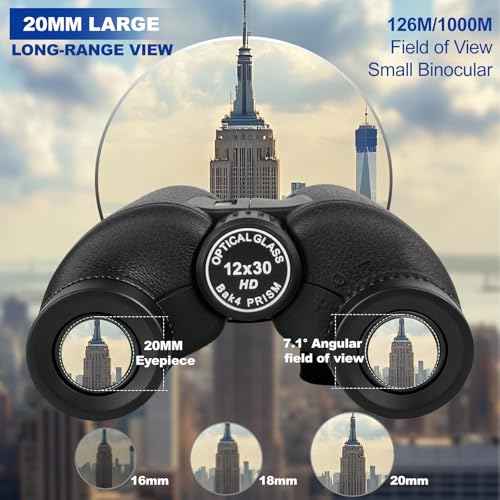 12x30 Compact Binoculars for Adults Kids, HD High Powered Binocular