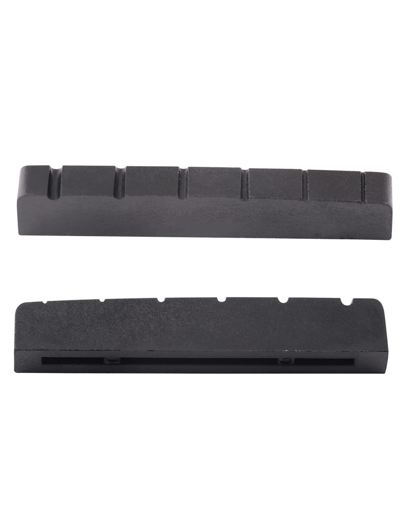 [AUSTRALIA] - Metallor 6 String Graphite Guitar Nut Pre-Slotted Top Nut Compatible with Les Paul LP SG Style Electric Guitar or Acoustic Guitar Black 43 x 9 x 6mm Set of 2pcs. 
