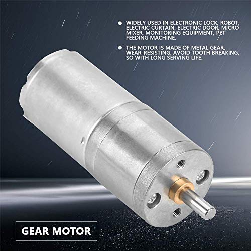 Gear Motor 25 mm DC 12 V 25GA-370 Low Speed Metal High Mini Gear Motor for Electronic DIY 5-1000 RPM (12 V 60 RPM)