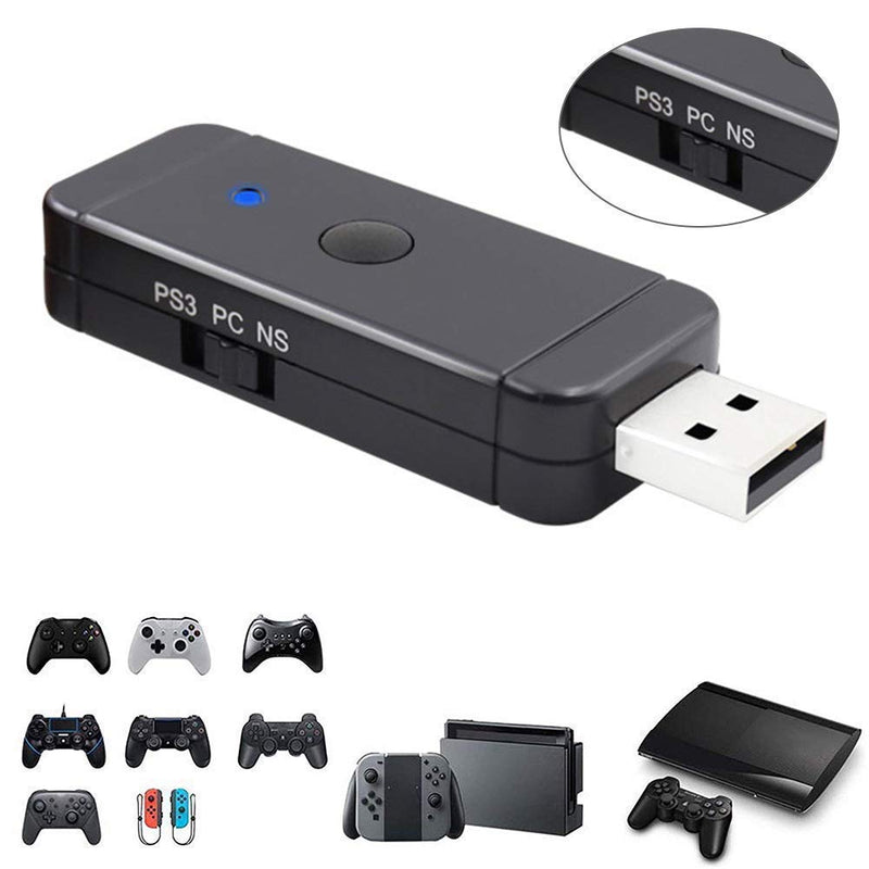 Controller Adapter USB for N-Switch PS3 PC, Dongle Bluetooth Compatible with PS5/ PS3/ PS4/ Xbox 360/ Xbox One X/ Wii U Pro/ Windows PC/ Switch Pro Controller Converter Adapter