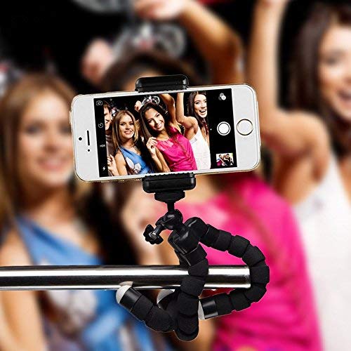 Acuvar 6.5” inch Flexible Tripod with Universal Mount for All Smartphones, iPhone, Samsung & Digital Cameras & an eCostConnection Microfiber Cloth Tripod + Smartphone Mount