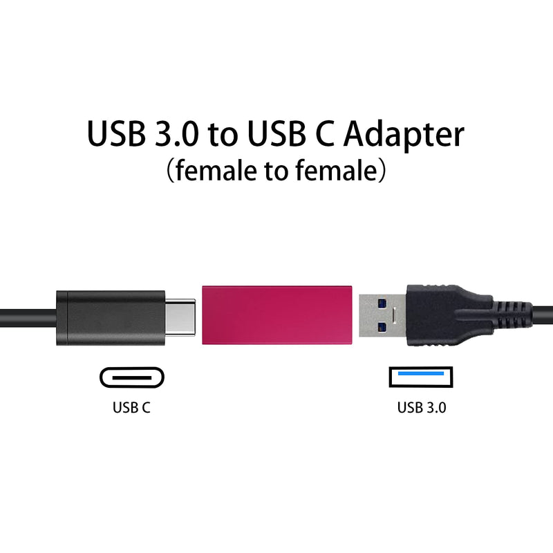 Duttek USB C to USB 3.0 Adapter, USB to USB C Adapter, USB 3.1 USB 3.0 Female to USB C Female Adapter 2 Pack (Red)