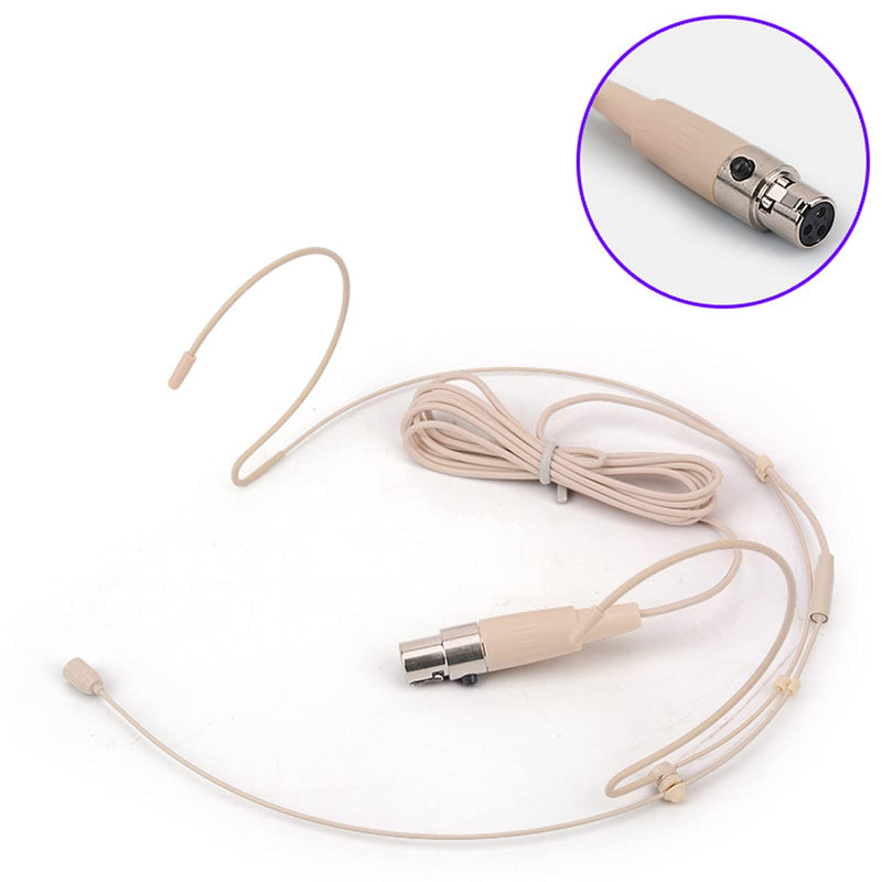 [AUSTRALIA] - Headset Microphone Double Over Ear Earset Over Ear Headworn Mic Compatible with AKG Wireless System Bodypack Transmitter with 1.2m Cable Windscreen Mini XLR 3 Pin TA3F Plug 