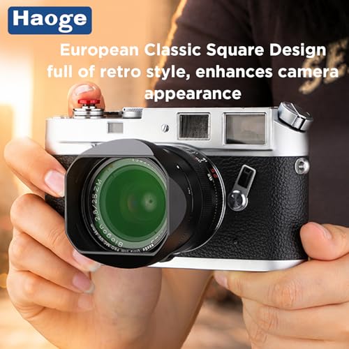 Haoge Bayonet Metal Square Lens Hood for Zeiss Biogon T* 28mm f/2.8 ZM,Biogon T* 25mm f2.8 ZM,C Sonnar T* 50mm f/1.5 ZM Lens Accessories LH-ZV03-NB Black,with Cap