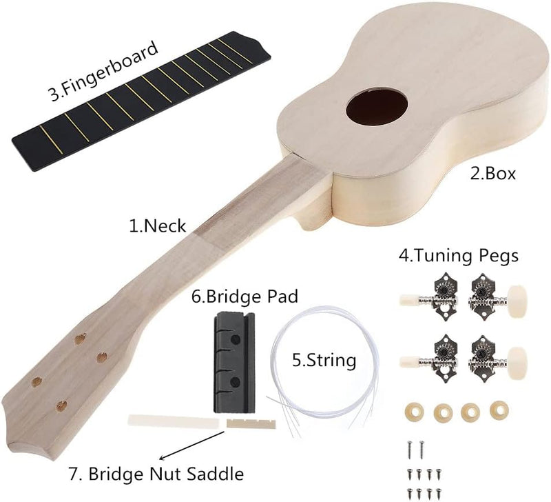 [AUSTRALIA] - DIY Ukulele Kit Soprano (21inch) Build Your Own Guitar Kit with our Ukuleles Guitar Build Kit. DIY Ukelele Kit has 33 Pieces for all DIY Guitar needs. Guitar diy kit great to Build Your Own Ukulele 