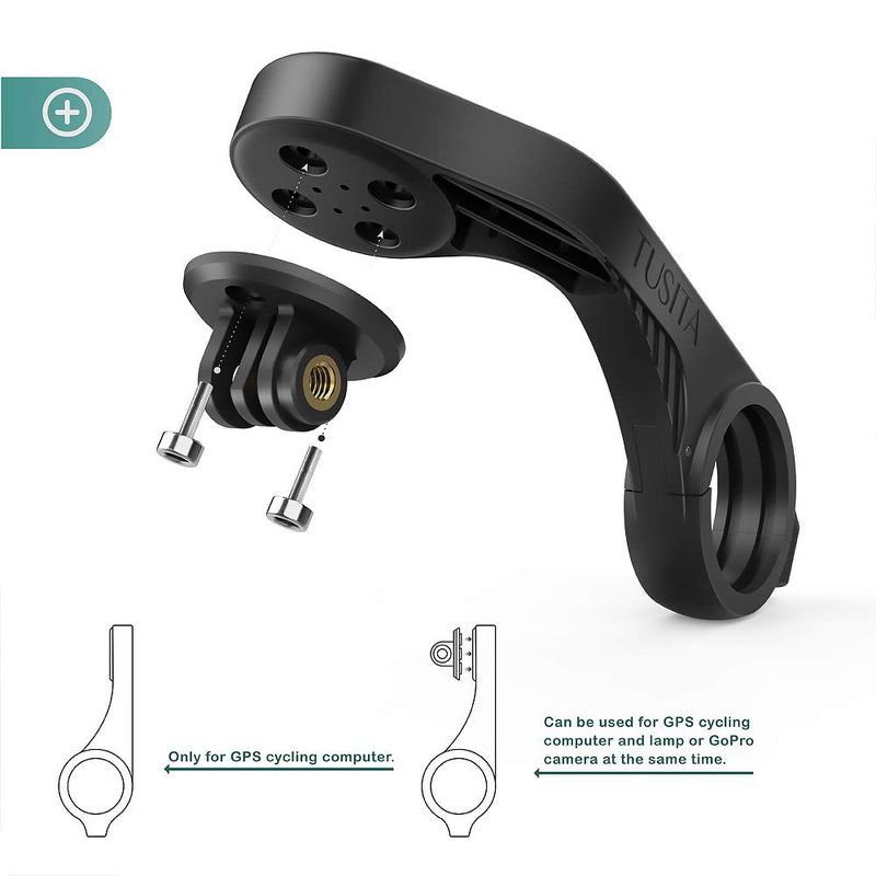 TUSITA Out Front Mount Compatible with Garmin Edge GPS Bike Computer, XOSS G/G+, iGPSPORT - Cycling Handlebar 25.4mm 31.8m