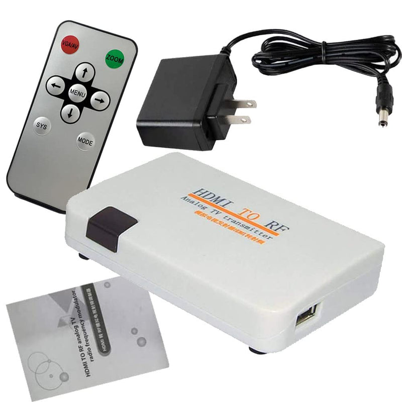 RF Modulator HDMI Coax Adapter VHF HD Digital Video Input Converter for DVR Chromecast Roku Blu-ray Player Fire Stick PS4 Xbox Gaming Laptop to F Type Female Antenna ANT Output Analog Coaxial NTSC TV
