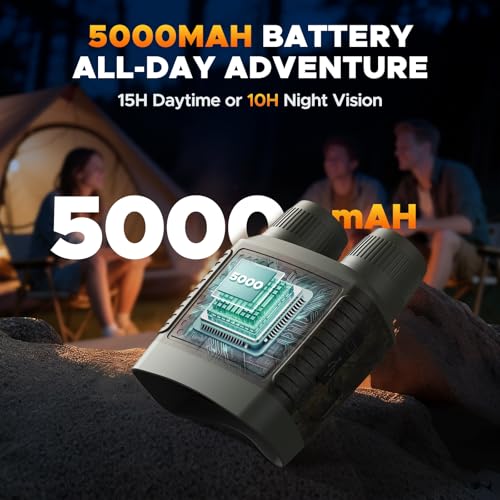 4K Night Vision Goggles - 48MP Infrared Binoculars for Hunting Camping Wildlife, 10X Digital Zoom 1300ft Range, 5000mAh Battery 15H Day/10H Night Use, 32GB Card, 3" LCD Screen DEEP GREEN
