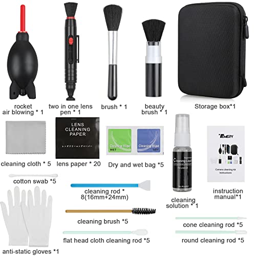 17-in-1 Camera Cleaning Kit for DSLR Cameras (Canon, Nikon,Sony), with Air Blower/Cleaning Pen/Detergent/Cleaning Cloth/Lens Brush/Carry Case 17-in-1