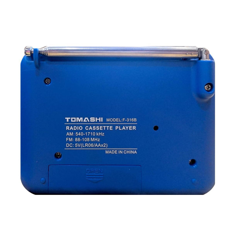 [AUSTRALIA] - Portable Cassette Tape Player Recorder with AM/FM Radio, Built-in Speaker & Microphone, 3.5mm Headphone Jack, Walkman Style, USB/Battery Powered, Retro Blue 