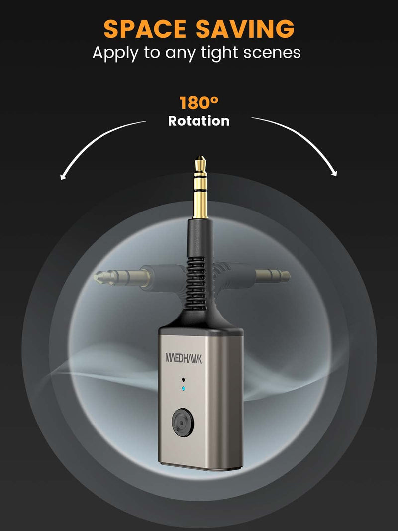 [AUSTRALIA] - MaedHawk Portable Bluetooth 5.3 Wireless Audio Receiver, Rotatable 3.5mm Adapter for Car Home Stereo Speaker Wired Headphones, Hands-Free Calls 