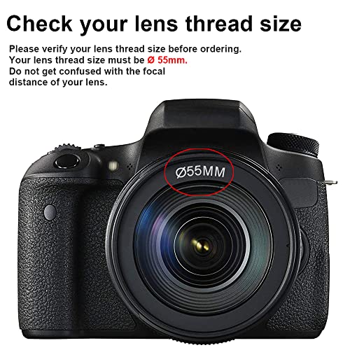Tectra 55MM 0.43x Professional HD Wide Angle Lens (Macro Portion) for Nikon Cameras with DX NIKKOR 18-55mm f/3.5-5.6G VR and 55MM Sony E Lenses