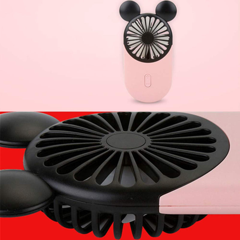 Kbinter Cute Personal Mini Fan, Handheld & Portable USB Rechargeable Fan Beautiful LED Light, 3 Adjustable Speeds, Portable Holder, for Indoor Outdoor Activities, Cute Mouse 3 Pack (Red+Pink+Yellow) Red+Pink+Yellow