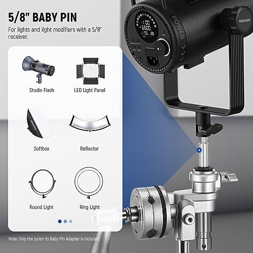 NEEWER Junior to Baby Pin Adapter, 1-1/8"/28mm Junior Male Stud to 5/8"/16mm Baby Male Stud Stand Adapter for C Stand, Heavy Duty Light Stand, TV Clamp, Turtle Base, UA027