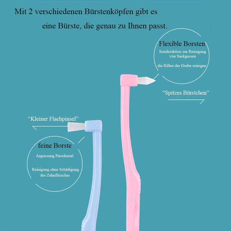 2 Büschelzahnbürsten, Büschelzahnbürste Brush, 1 Flache Büschelzahnbürste, 1 Spitze Büschelzahnbürste, Interdentalbürste Für Kieferorthopädische Zahnspangen Und Brückenreinigung (Blau, 16cm*2cm) Blau (Farbe)