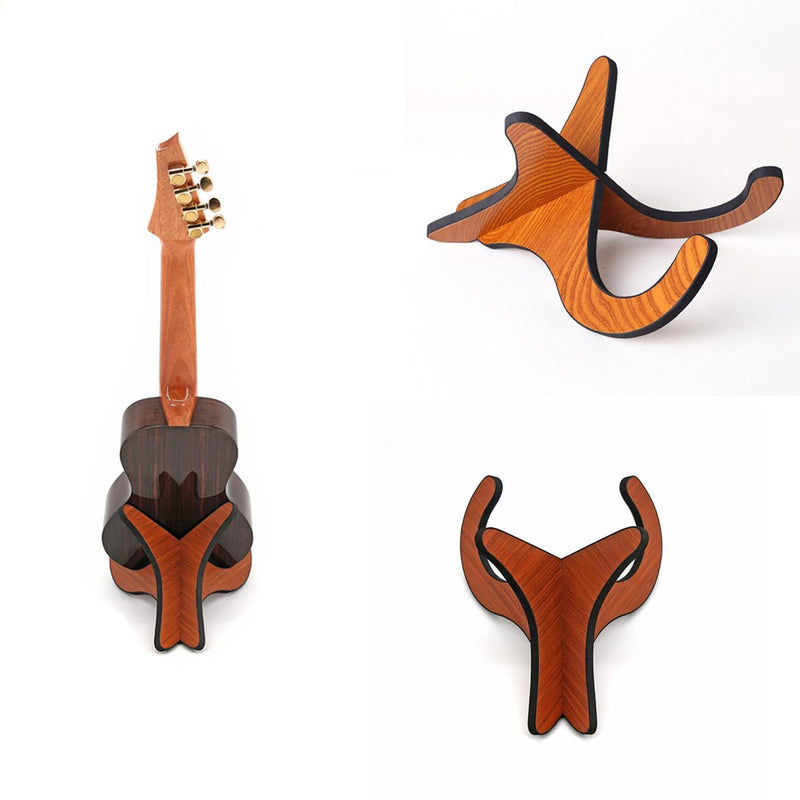 Ukulele Stand, Mahogany Foam Ukulele Stand, Portable Wooden Ukulele Stand for Ukulele, Mandolins and Violins